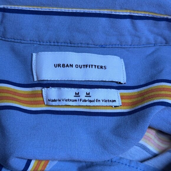 Urban Outfitters Shirt Medium Mens But Yellow Strip Button Short Sleeve Relaxed - Picture 6 of 8